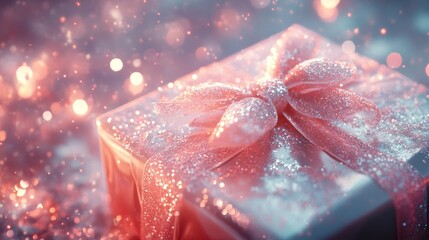 beautifully wrapped gift with a sparkling ribbon