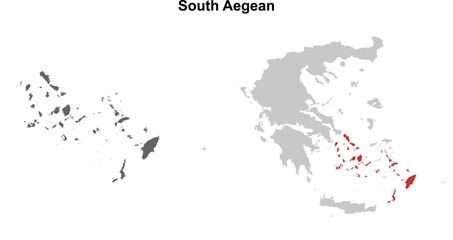 South Aegean blank outline map set