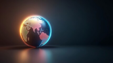 A glowing globe with a person on it