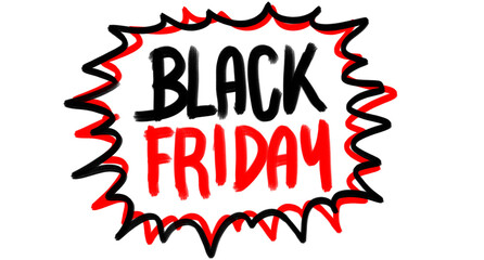 Doodle hand sketch of comic bubbles with black friday writing