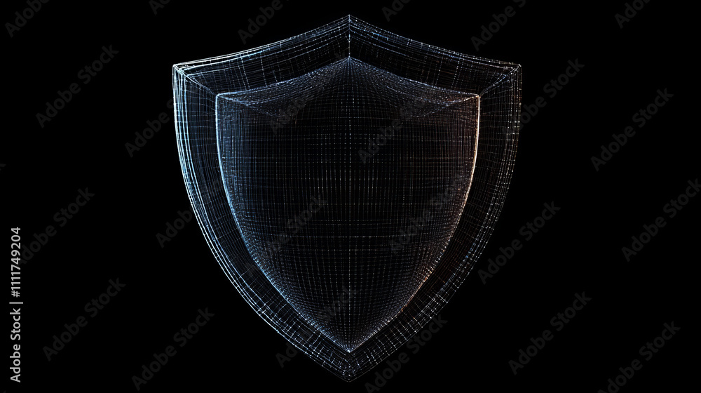 Aufkleber shield. protect or security low poly wireframe sign with glitch effect. abstract vector illustration
