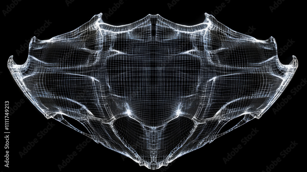Poster shield. protect or security low poly wireframe sign with glitch effect. abstract vector illustration