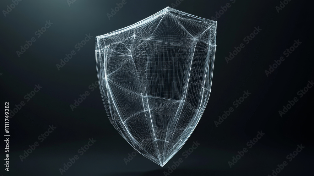 Aufkleber shield. protect or security low poly wireframe sign with glitch effect. abstract vector illustration
