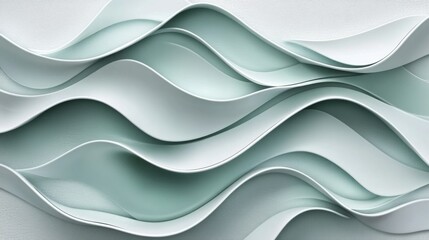 Obraz premium Abstract Pattern of Interlocking White and Green Waves