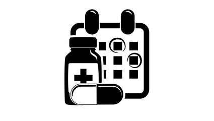 medication schedule, black isolated silhouette