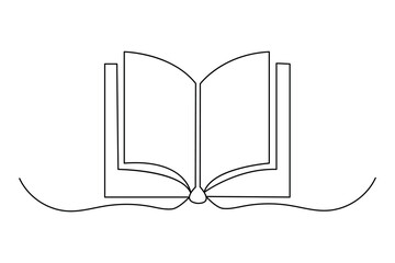 Continuous one line drawing of book opening isolated outline vector illustration
