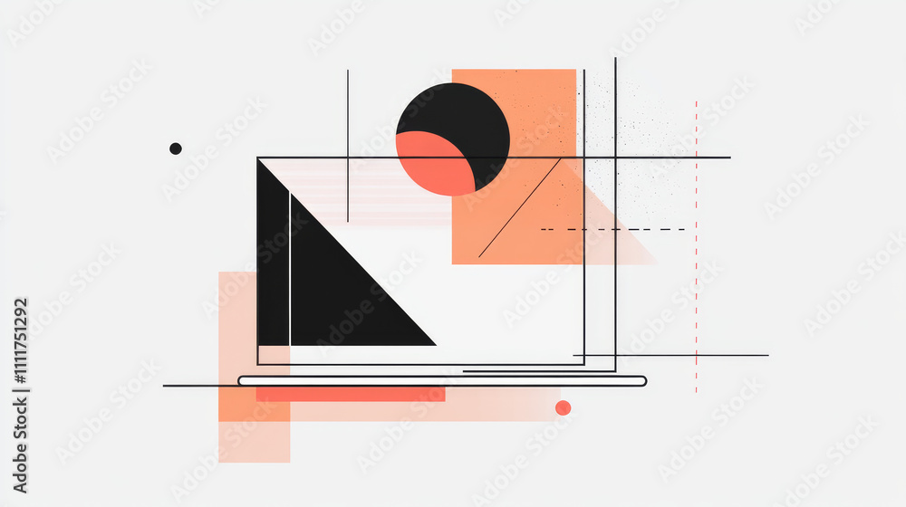 Poster a laptop composed of polygons with polygons. low poly vector illustration consists of lines, dots an