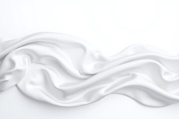 Smooth flowing fabric silk-like white color folds sheen effect