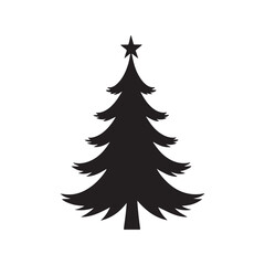 Obraz premium Christmas tree silhouette vector icon design whit a white background.