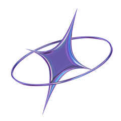 Cute 3D Iridescent metallic Abstract Star Shape Graphic illustration
