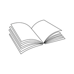 Book one line drawing of outline abstract vector icon black and white background