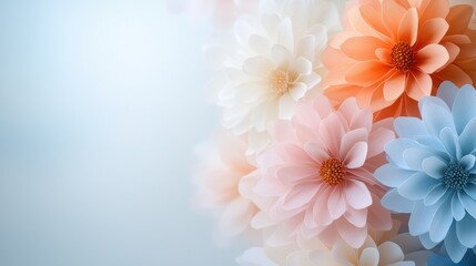 Fototapeta premium Flower pop-up cards in pastel tones for creative events and gifts