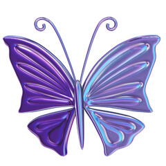 Cute 3D Iridescent Butterfly Graphic illustration