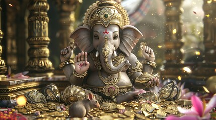 Fototapeta premium Ganesha and asking for blessings.