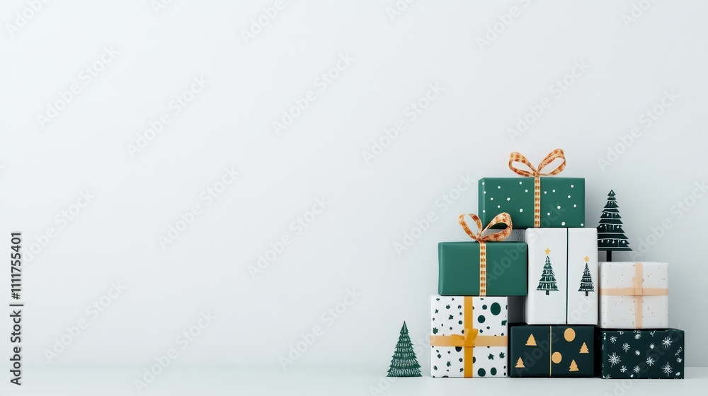 Poster a small christmas tree with a star on top sits in front of a window