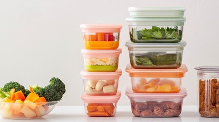 Stacked Food Containers for Fresh Ingredients