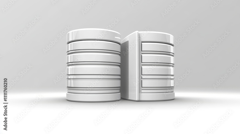 Poster database. technology polygonal data server on white background. isolated vector illustration. low po