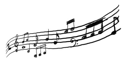 artistic pencil sketched music symbols
