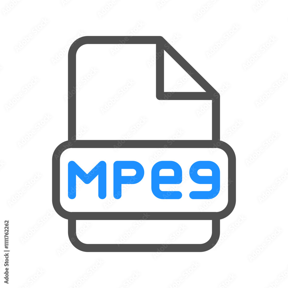 Aufkleber mpeg brightly colored outline icon to display the video file type