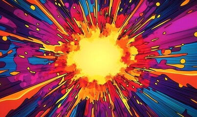 Bright colorful comic book style explosion background illustration, Generative Ai