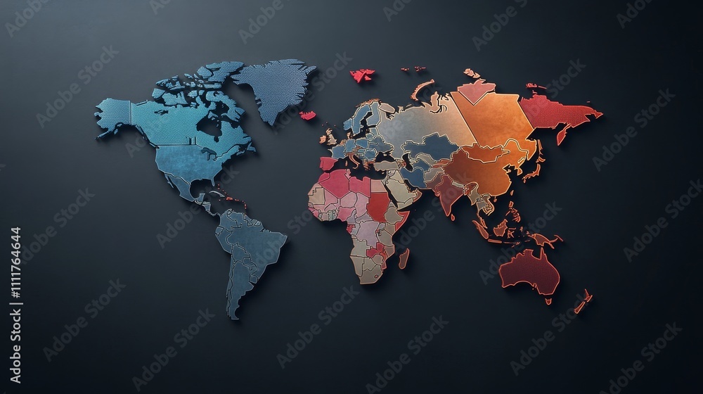 Poster a colorful world map with a time line on it