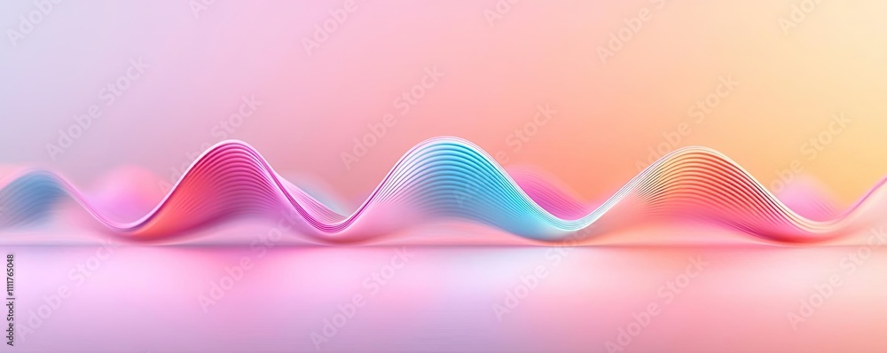 Poster Abstract wave pattern in soft pastel colors on a gradient background.