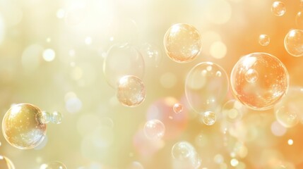 Shimmering Golden Bubbles and Bokeh Lights