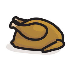 thanksgiving baked fried turkey easy icon autumn food meat symbol isolated on white background