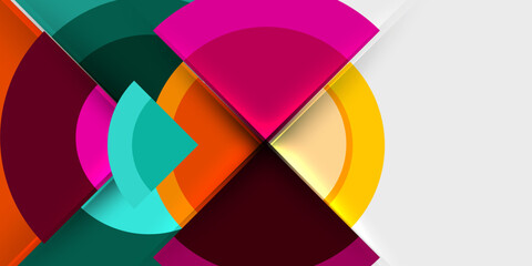 Obraz premium Circle and semi circle geometric background. Vector Illustration For Wallpaper, Banner, Background, Card, Book Illustration, landing page