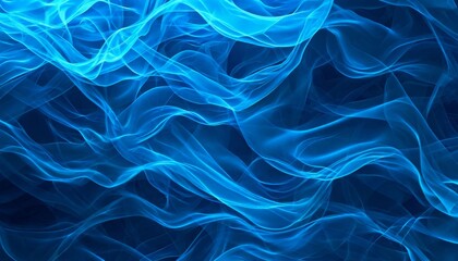 Fototapeta premium Abstract blue waves of light resembling flowing smoke or silk in a dynamic design