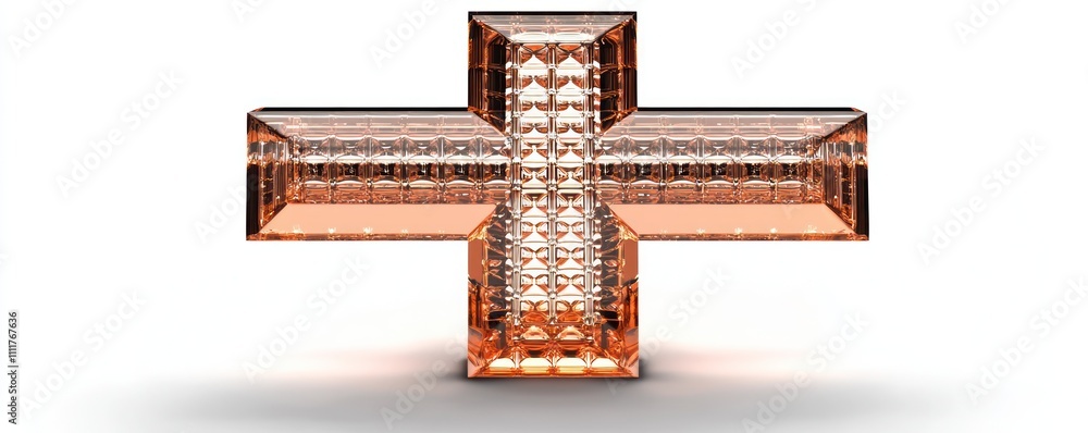 Poster 3d cross symbolizing restricted access with a clean, precise clear background.