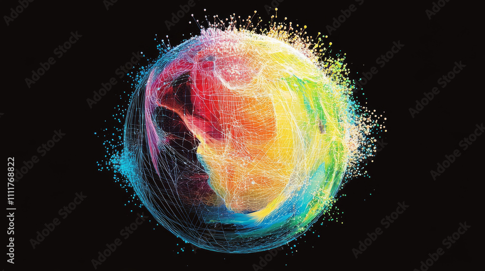 Poster vector isolated colorful earth. low poly wireframe and points. polygonal 3d white attraction concept