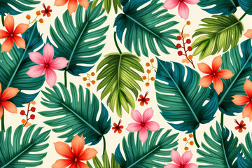 floral pattern with a variety of colorful flowers and leaves