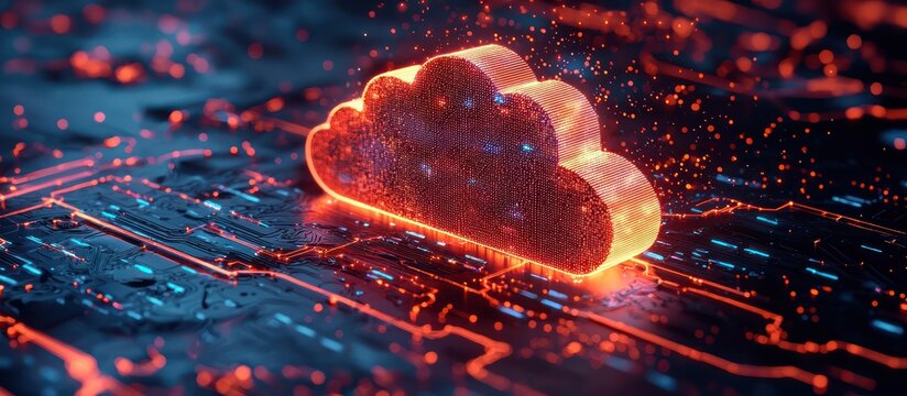 3D design of edge computing improving cloud network efficiency and speed.