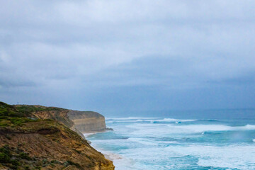 The Great Ocean Road, Big hill and twelve apostles national park on a rainy day 