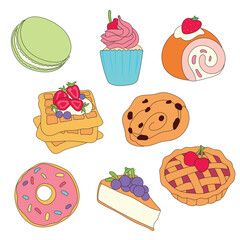 a collection of different types of cakes and cupcakes.