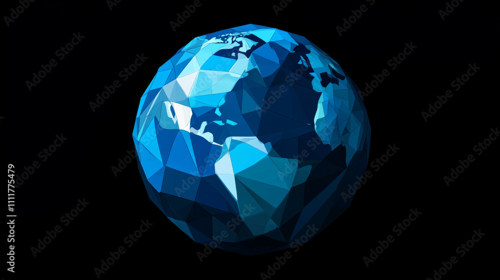 Aufkleber earth. low poly blue. polygonal abstract space illustration. in the form of a starry sky or space. v