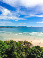 Lighthouse, sea, ocean and beach in Baron bay, NSW, Australia