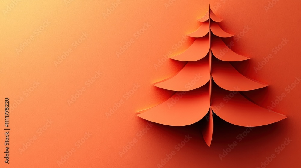 Poster layered paper christmas tree in warm hues creates a festive atmosphere, providing ample space for cu