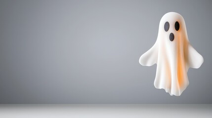 Cute Halloween Ghost  3D Render  Festive Spirit  Spooky Season  Minimalist Design  Holiday