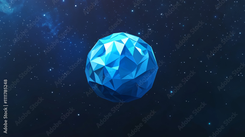 Aufkleber earth. low poly blue. polygonal abstract space illustration. in the form of a starry sky or space. v