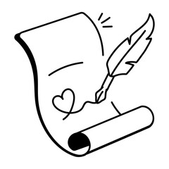 A doodle style icon of marriage contract 
