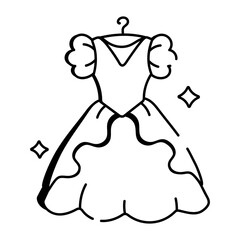 A hand drawn style icon of bridal dress 
