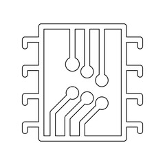 Computer chip icon in line style