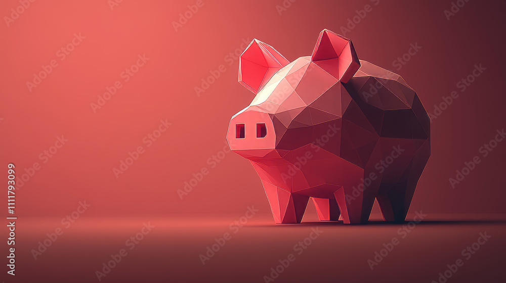 Aufkleber abstract piggy bank polygonal, geometry triangle. light connection structure. low poly vector backgr