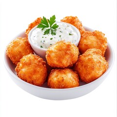 Macro Shot of a Traditional Polish Fried Potato Croquette Dish  Isolated on a White Background