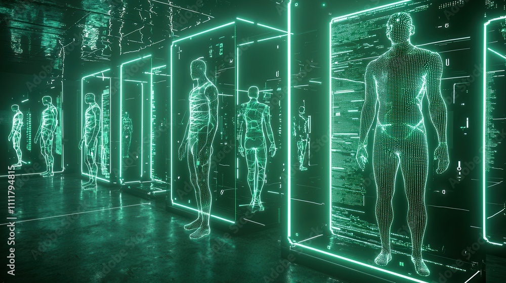 Poster conceptual visualization of identity security in futuristic digital environment