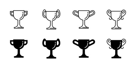 Cup set icons. Linear and silhouette style. Vector icons.