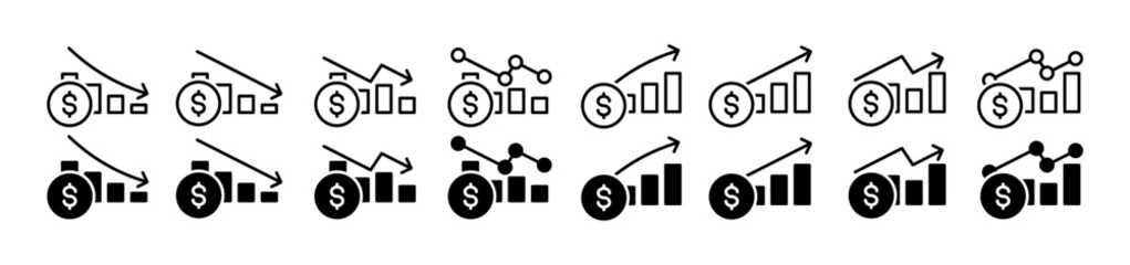 Freelance set icons. Linear and silhouette style. Vector icons.