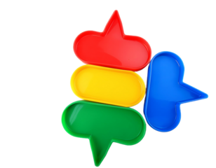 Colorful speech bubbles forming a social media communication concept on transparent background